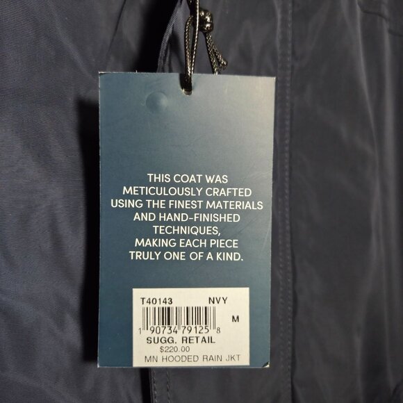 New Cole Haan Mens Hooded Rain Jacket T40143 Medium Navy Polyester - Picture 3 of 9